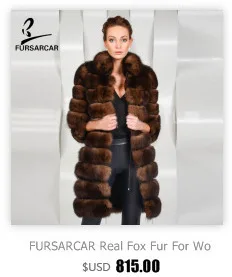 FURSARCAR роскошная женская меховая парка пуховик с капюшоном Модный черный Femme Зимний натуральный мех парка с воротником из меха енота