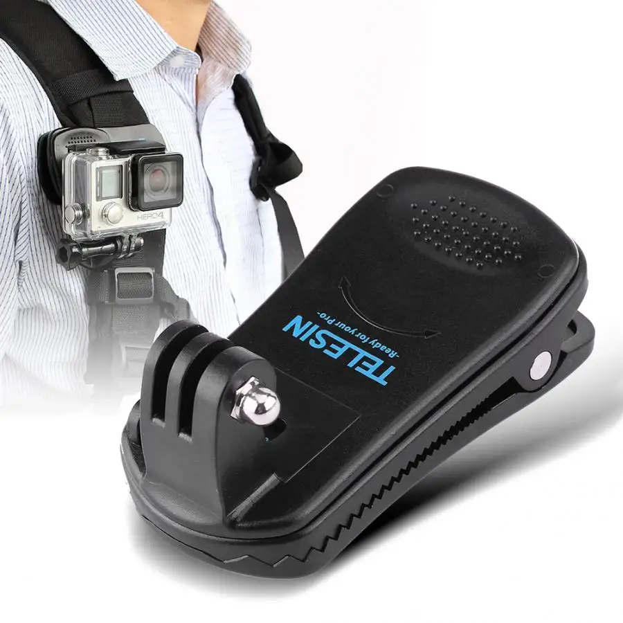 

ABS 360 Degree Rotary Backpack Mount Clip for Gopro Hero 4 Session/4/3+/ Hero 3/ Hero 2 Holder Clipper