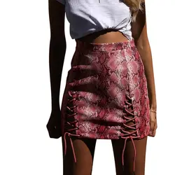Мини Вечерние Женская Сексуальная трапециевидная юбка на шнуровке с принтом Сплит ремни бедра юбка четыре сезона универсальный