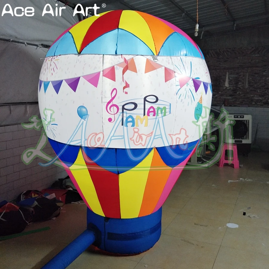  Custom logo prints lighting inflatable hot balloon 2.5m H rooftop balloon with glowing lights insid