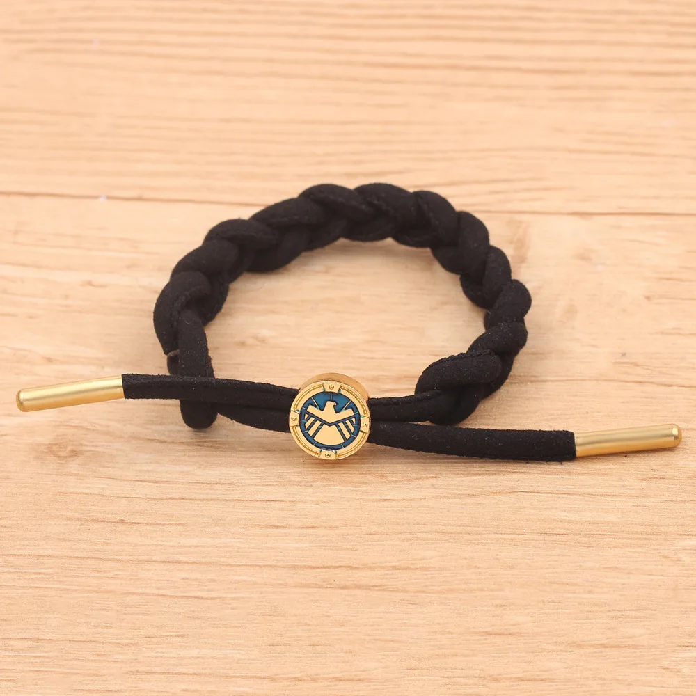 Avengers 4 S.H.I.E.L.D. LOGO Charm Wrap Bracelets Handmade Red Black Leather Rope Chain Boho Iron Man Heart Bracelet Women Men