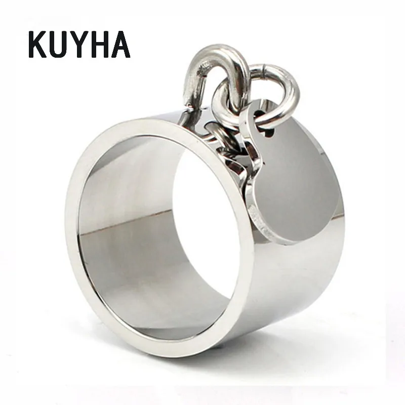 

Silver cocktail accessories wedding rings bands with heart charm pendant dangle tag for women stainless steel jewelry wholesale