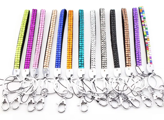 1pcs Shinning Bling Crystal Rhinestone Wrist Hand Strap Short 1pcs Shinning Bling Crystal Rhinestone Wrist Hand Strap Short Lanyard For Mobile Phone Badge Holder Key