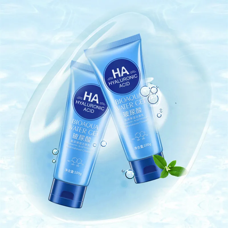 BIOAQUA Hyaluronic Acid Facial Cleanser Rich Foaming Cleansing Moisturizing Oil Control Hydrating Face Skin Cleansing Care 5