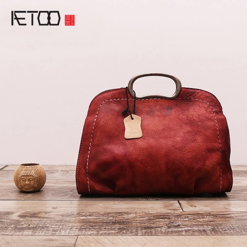 

AETOO Leather handbags handmade retro first layer leather bag handbag shoulder bag