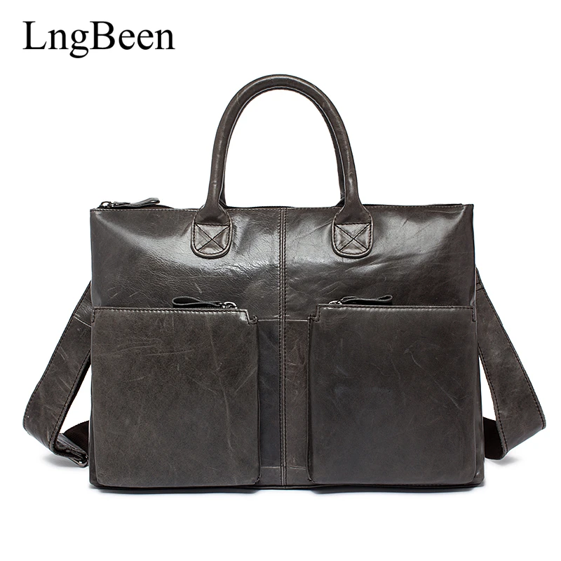 

Lngbeen New Genuine Leather Coffee Men Briefcase Laptop Business Bag Cowhide Men's Messenger Bags Luxury Lawyer Handbags LB502
