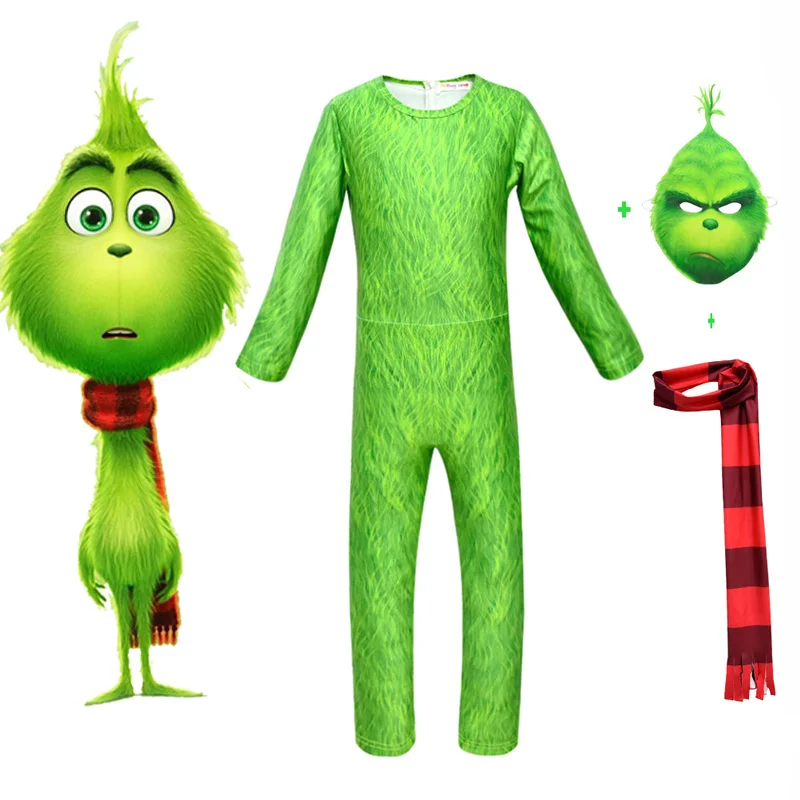 

funny kids clothes The Grinch Skin Decoration Boys Character Clown Cosplay Clothes Halloween Costumes Ninja Party Green mob 5-13
