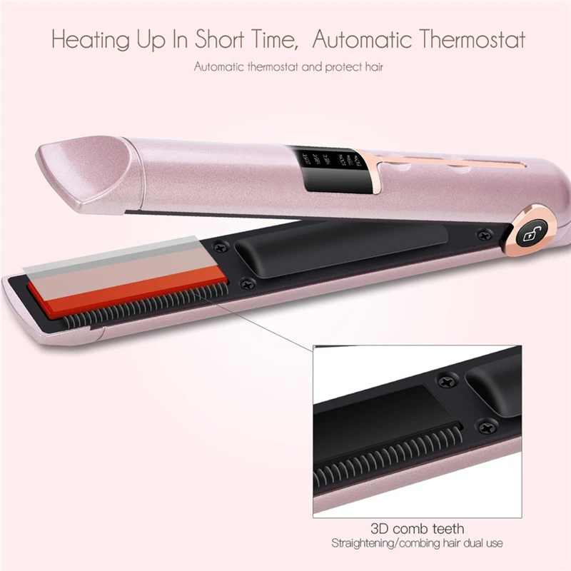 Ceramic Hair Straightener Rechargeable Flat Iron Wireless Usb Rechargeable Hair Curling Iron Cordless Hair Iron Styling