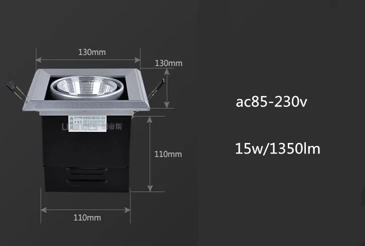 2 шт. УДАРА светодиодный светильники 15 Вт поверхностного монтажа затемнения светодиодный Потолочные светильники пятно света квадратный