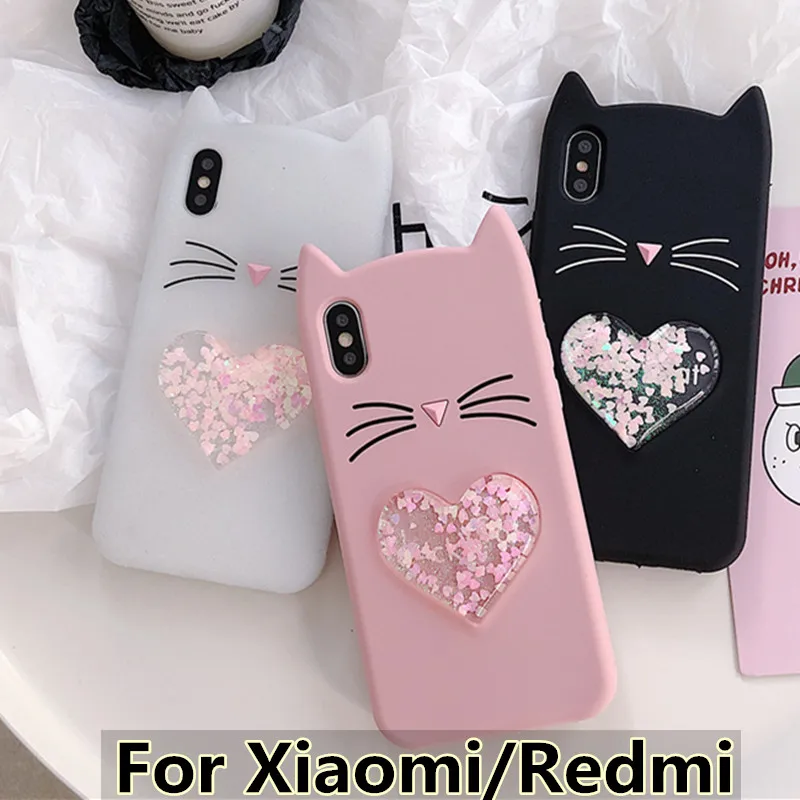 SYCASE Love quicksand Silicone phone case For Xiaomi 6x Note5 Redmi Note 3 note4 4x 5 pro cute cat shatter-resistant cover |
