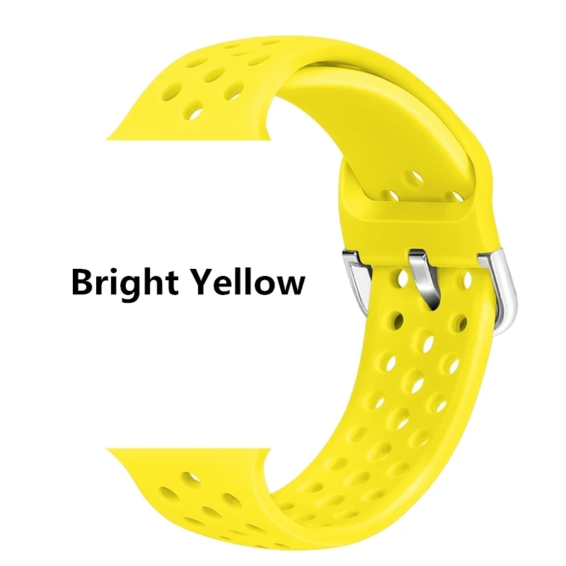 Konaforen дышащий Силикон Спортивный ремешок для Apple Watch Series 4 5 44 мм 40 мм резиновые ремешки для iWatch 3 2 1 42 мм 38 мм - Цвет ремешка: Bright Yellow