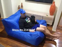 Sun lounger living room bean bag chair, extra wide waterproof beanbag sofa seat in Cobalt blue