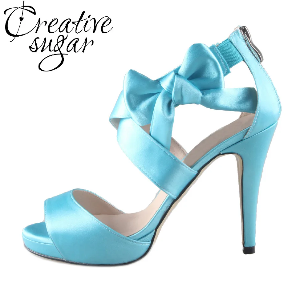 blue heels with a bow