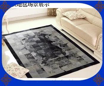 

Fashionable art carpet 100% natural genuine cowhide leather shaggy rug