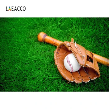 

Laeacco Sport Baseball Glove Green Grass Bat Child Birthday Party Photographic Background Photography Backdrop Photo Studio