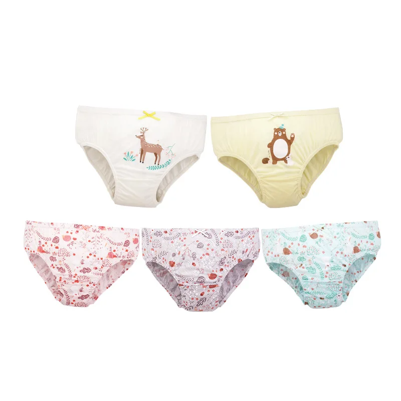 1 pc kids cotton panties Girl Panties female cartoon printed children baby comics pants Bowknot briefs underwear 2 to 12 years