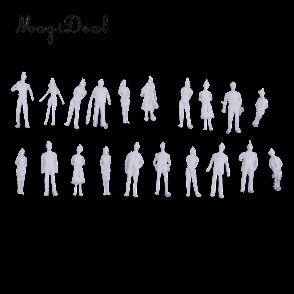 20Pcs 1/100 HO Scale Unpainted Model People Miniature Figures Architectural Model Human Plastic Scene Simulation for Diorama