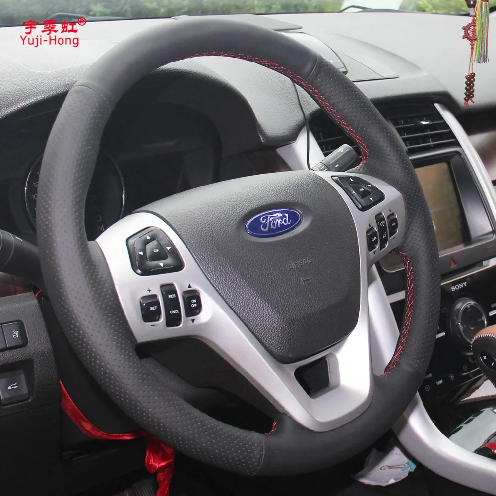 Yuji-Hong искусственная кожа Чехлы рулевого колеса автомобиля чехол для Ford Edge Explorer 2011-2013 рулевое управление ручной работы чехол
