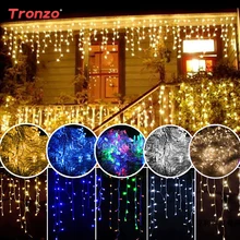 

Tronzo Christmas Icicle String Light Christmas Tree Decorations For Home Outdoor 220V EU Plug LED Christmas Curtain Garland