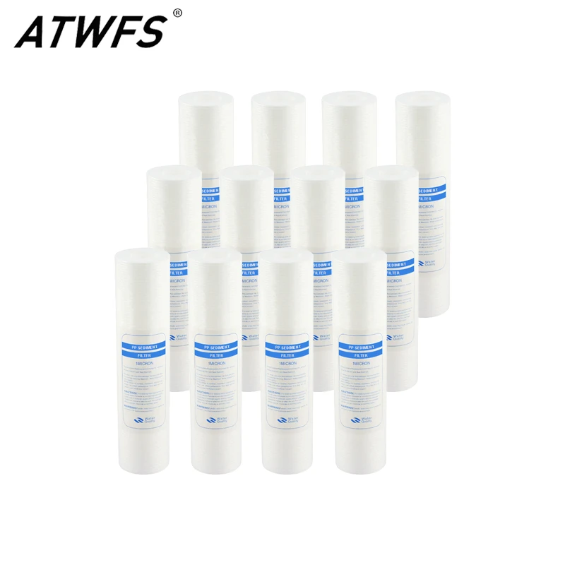 

ATWFS 12 pcs 10 inch 1 micron pp water filter cartridge for filtro osmosis inversa replacement nsf filter