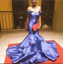 2017 Sexy Abendkleid für Schwarze Frauen Abendkleid Meerjungfrau blau Weg Schulter-neue Günstige Lange Prom Kleider Party kleid