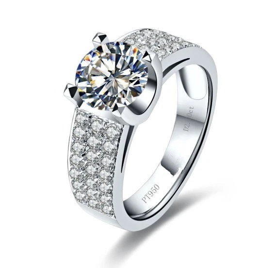 Прямая 1 КТ круглая огранка Серебро синтетический камень Обручение Promise Ring, обручальные кольца для Для женщин