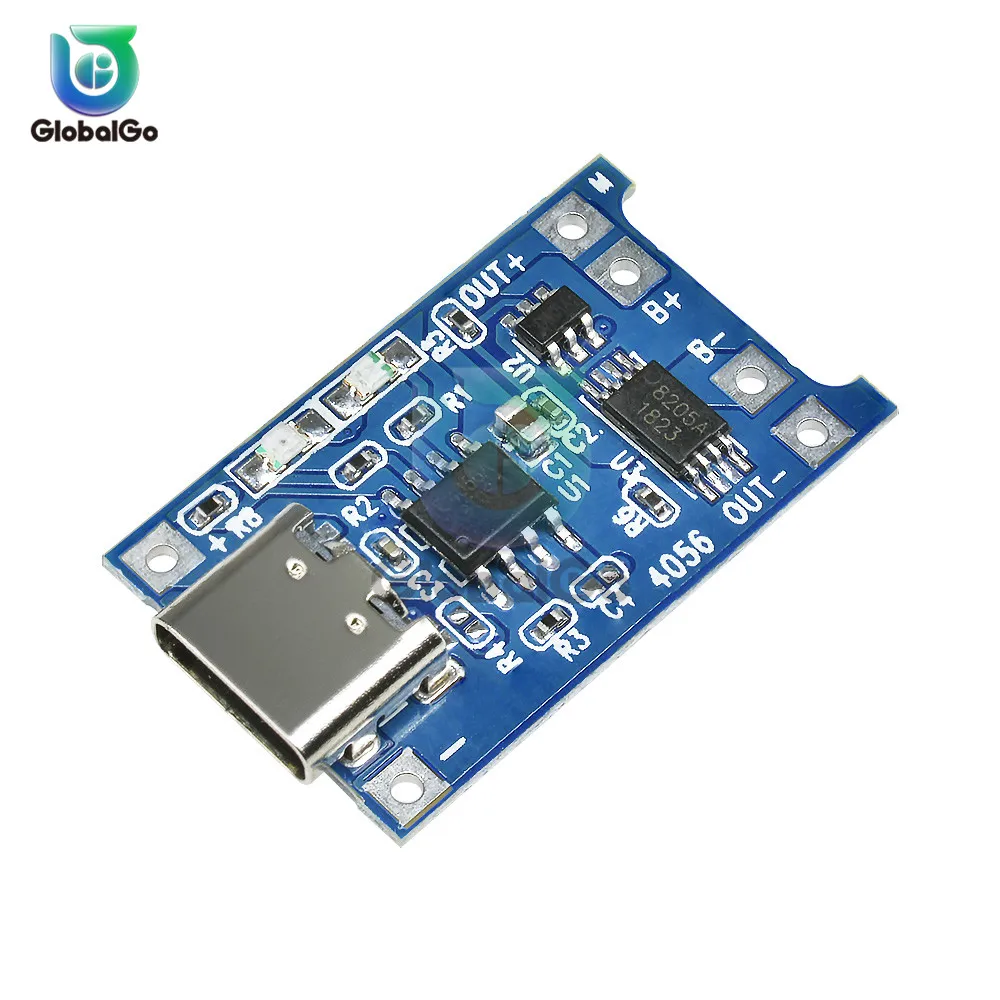 

TYPE C USB TP4056 5V 1A 18650 Lithium Battery Charging Board Charger Module Protection Dual Functions Li-ion Battery