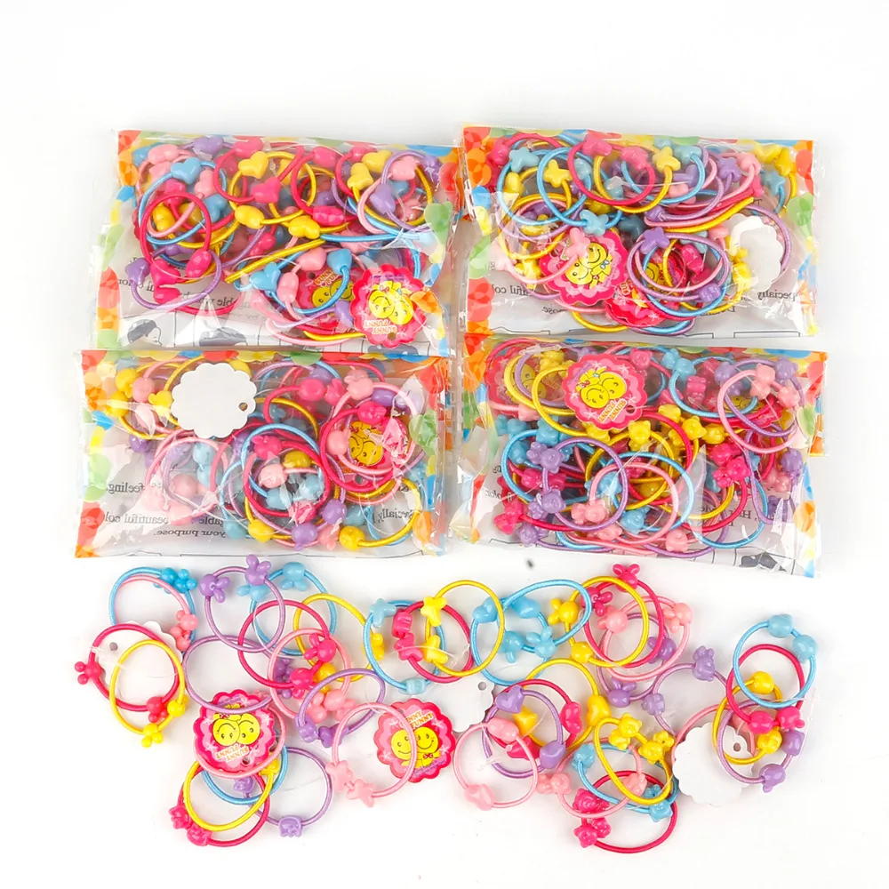 50pcs/bag Small Cartoon Bears Flowers Rabbit Star Child Baby Kids Ponytail Holders Hair Accessories For Girl Rubber Band Tie Gum | Детская