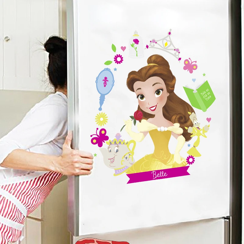 Disney Cinderella Ariel Snow White Princess Wall Stickers Girl's Room Home Decor Cartoon Mural Art Kids Wall Decals PVC Poster