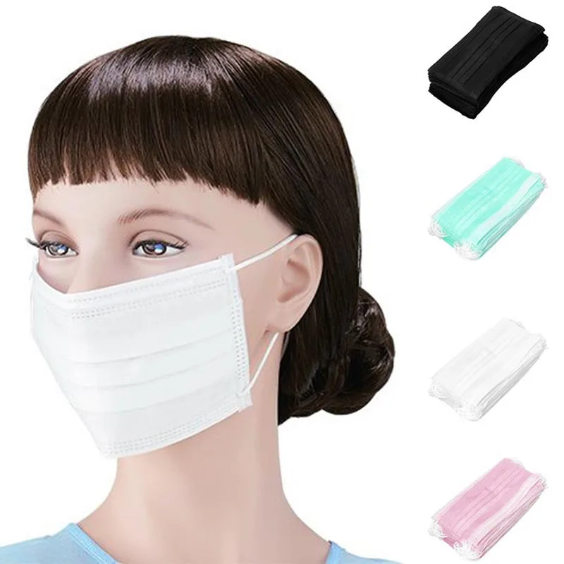 

50pcs Disposable Earloop Face Mouth Masks 3 Layers Anti-Dust For Surgical Medical Salon GT66
