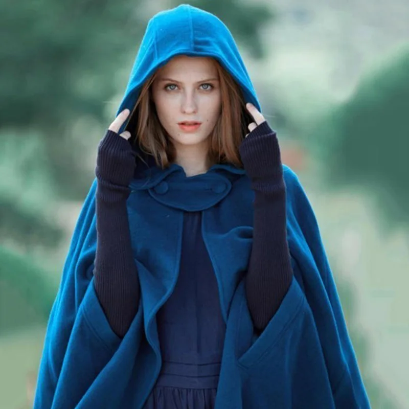 Comprar ZOGAA 2019 nueva capa con capucha para mujer moda femenina Vintage gruesa con capucha capa larga hasta el suelo manto medieval con capucha