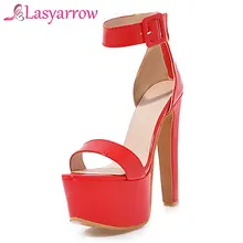 Lasyarrow/женские босоножки на высоком каблуке; летние туфли на шпильке; обувь на платформе; женская пикантная обувь для вечеринки и свадьбы; Цвет черный, белый, красный; RM429