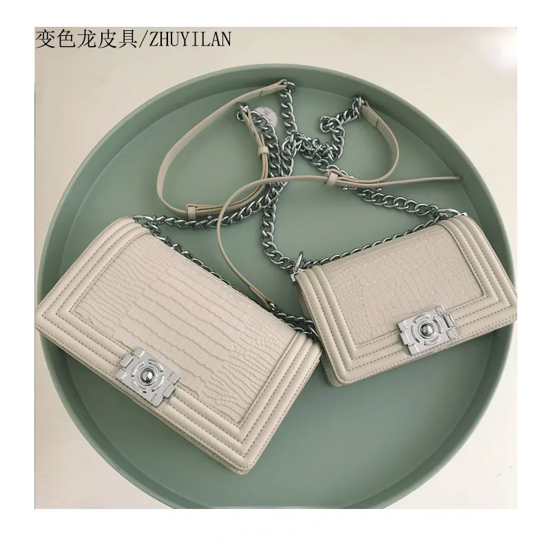 

2018 High-end customized new style Crocodile dermatoglyph chains flap bag single shoulder small shoulder bag