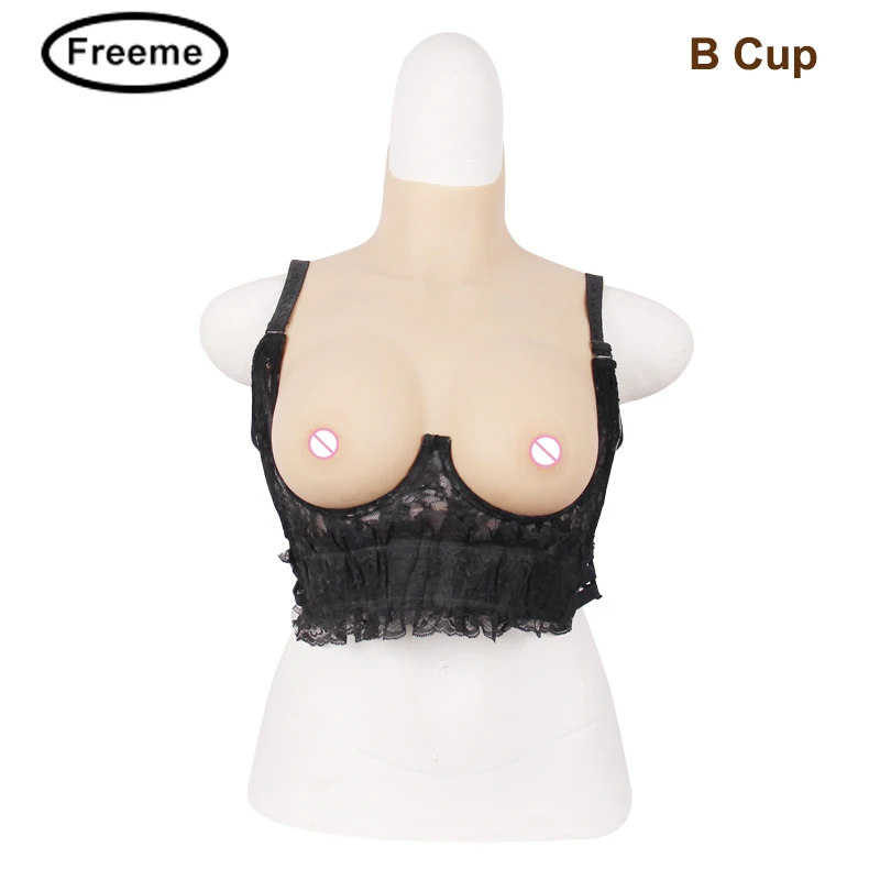 

fake boobs drag queen realistic silicone breast forms high Collar Short Version bras crossdresser peitos B cup silicon form