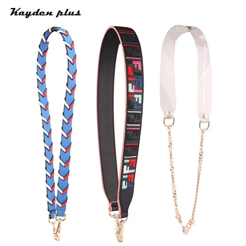 Embroidery Wide Shoulder Strap Bag 2018 New Women Replacement Shoulder Strap Pvc Chain Bag With Fashion Accessories Pocket Parts