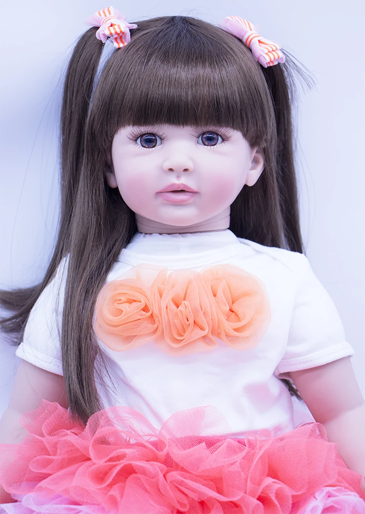 Мягкая силиконовая виниловая кукла-реборн с 1 шт. мини-собачкой, плюшевые игрушки для девочек, длинные волосы, изысканная принцесса, живой ребенок, подарок