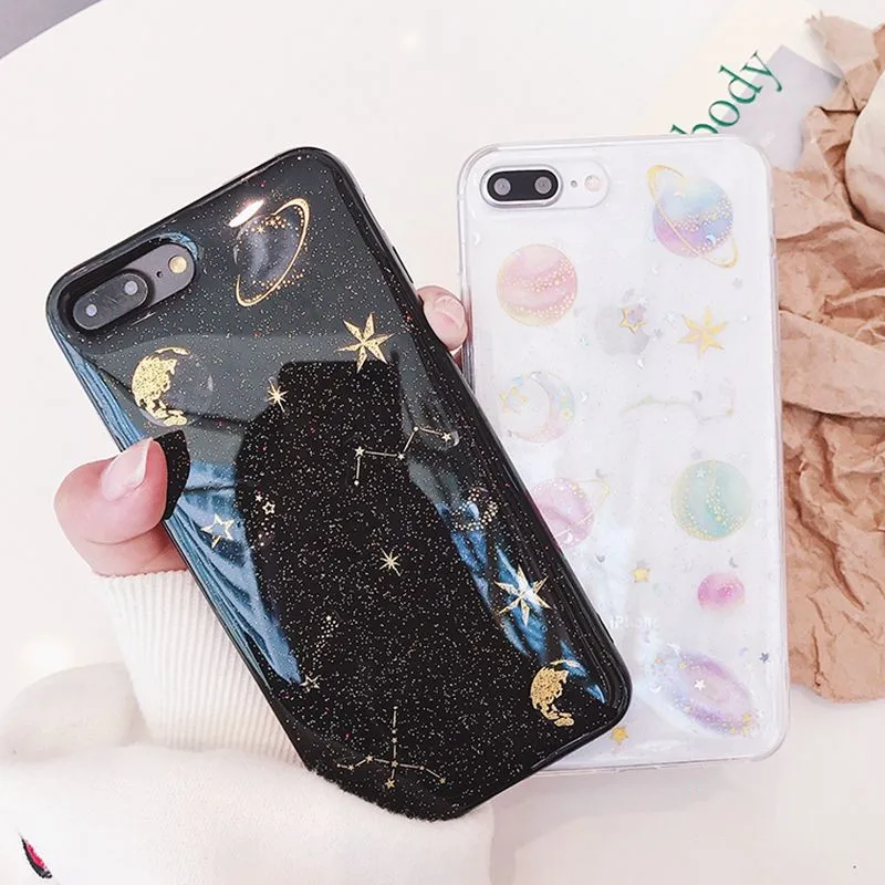 

Bling Clear Planet Star Case For iphone X XS XR XS Max Glitter Soft Silicon Cover For iphone 8 7 6s 6 s plus Cases XSMax XR 6S