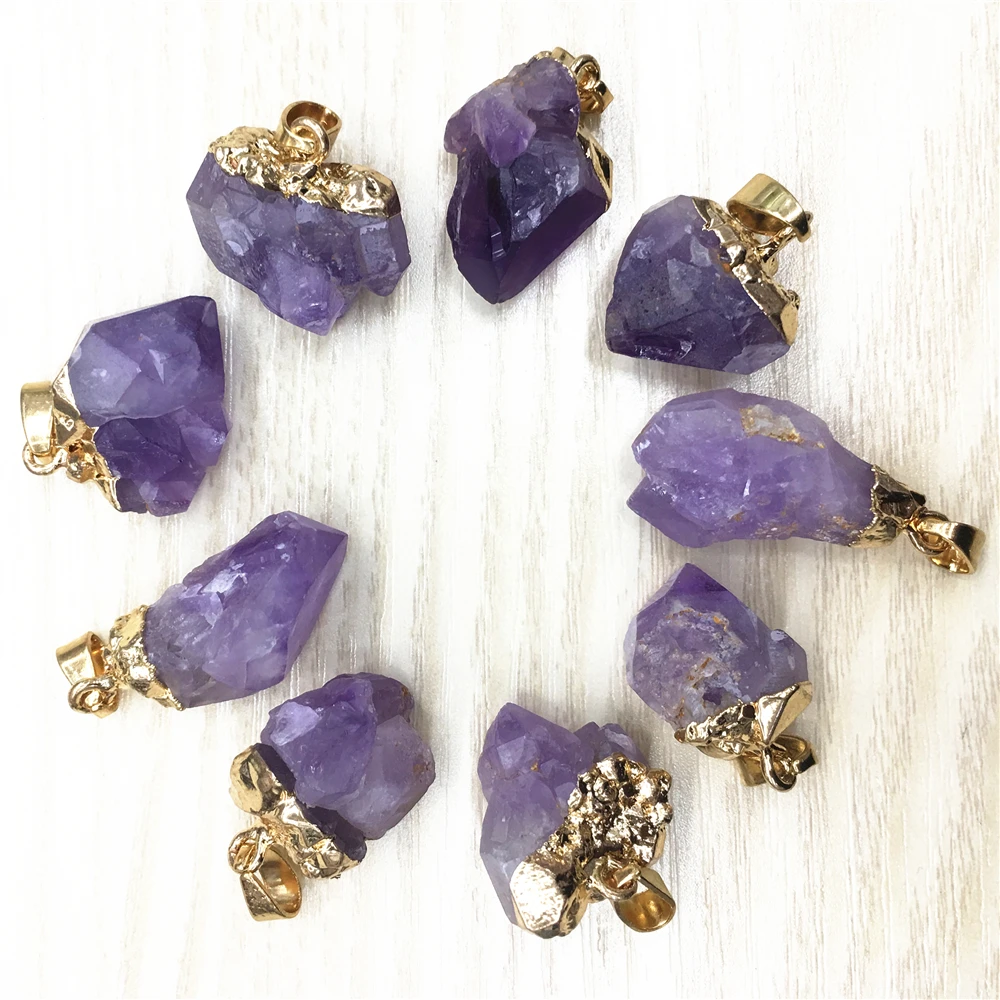 

New Natural Point Stone Pendants Pendulum Amethysts Healing Crystal Chakra Reiki Shape Irregular Size Random Dropshipping 10Pcs