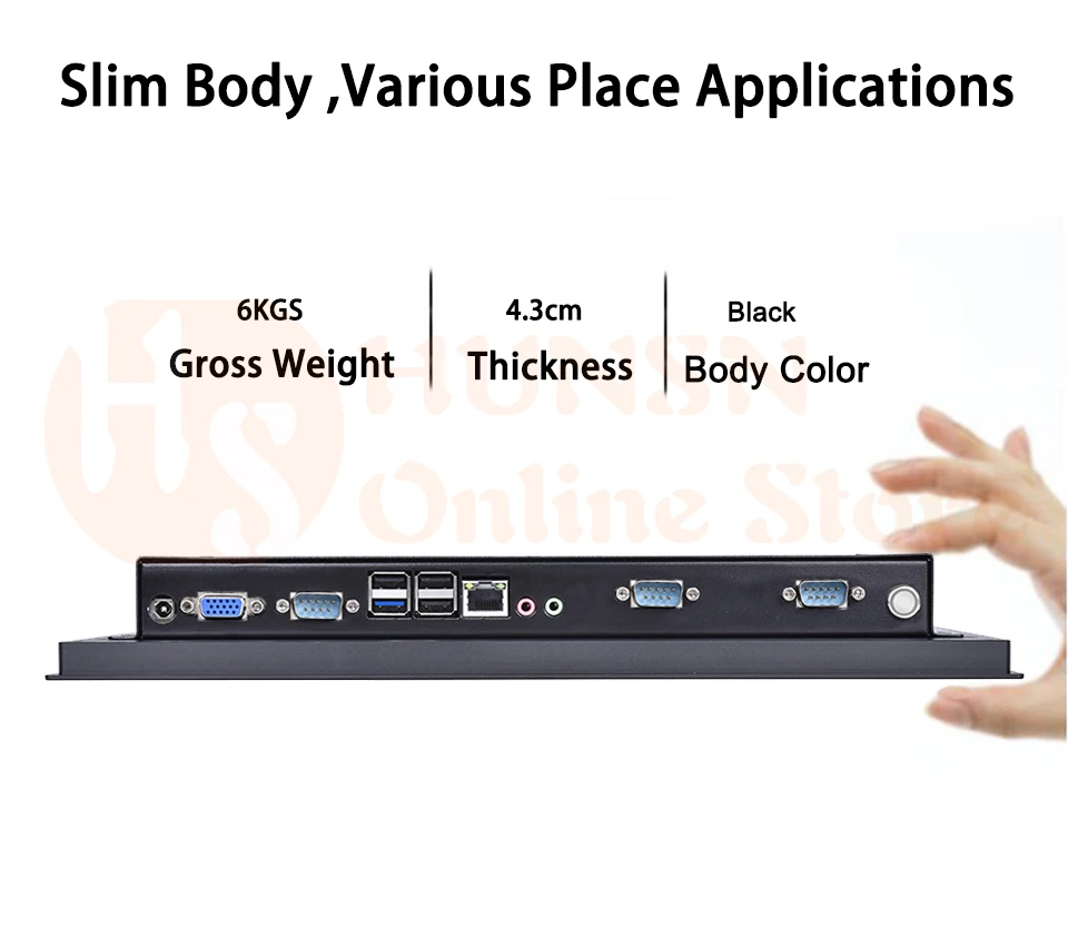 14 дюймов 2 мм встроенный IP54 Промышленные ПК панели, 10 баллов емкостный сенсорный, Intel 3855U, Windows 7/10/Linux, [HUNSN WD09]