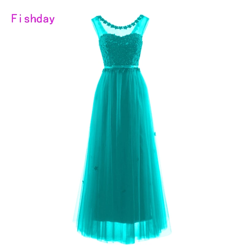 font b 2017 b font Floor Length Flowerss Formal Red Appliques A line font b