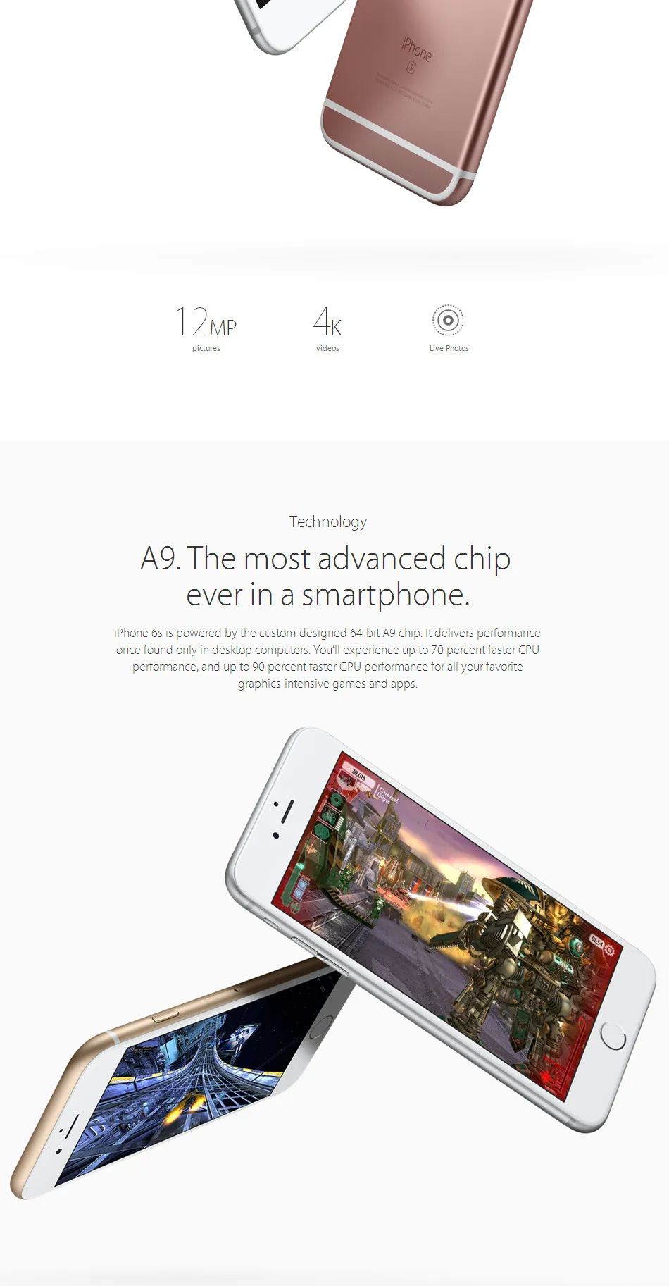 Unlocked Apple iPhone 6S Smartphone Dual Core 16G/64G/128GB ROM 4.7" Display 12MP 4K Video iOS LTE Fingerprint Used Phone cellphones apple