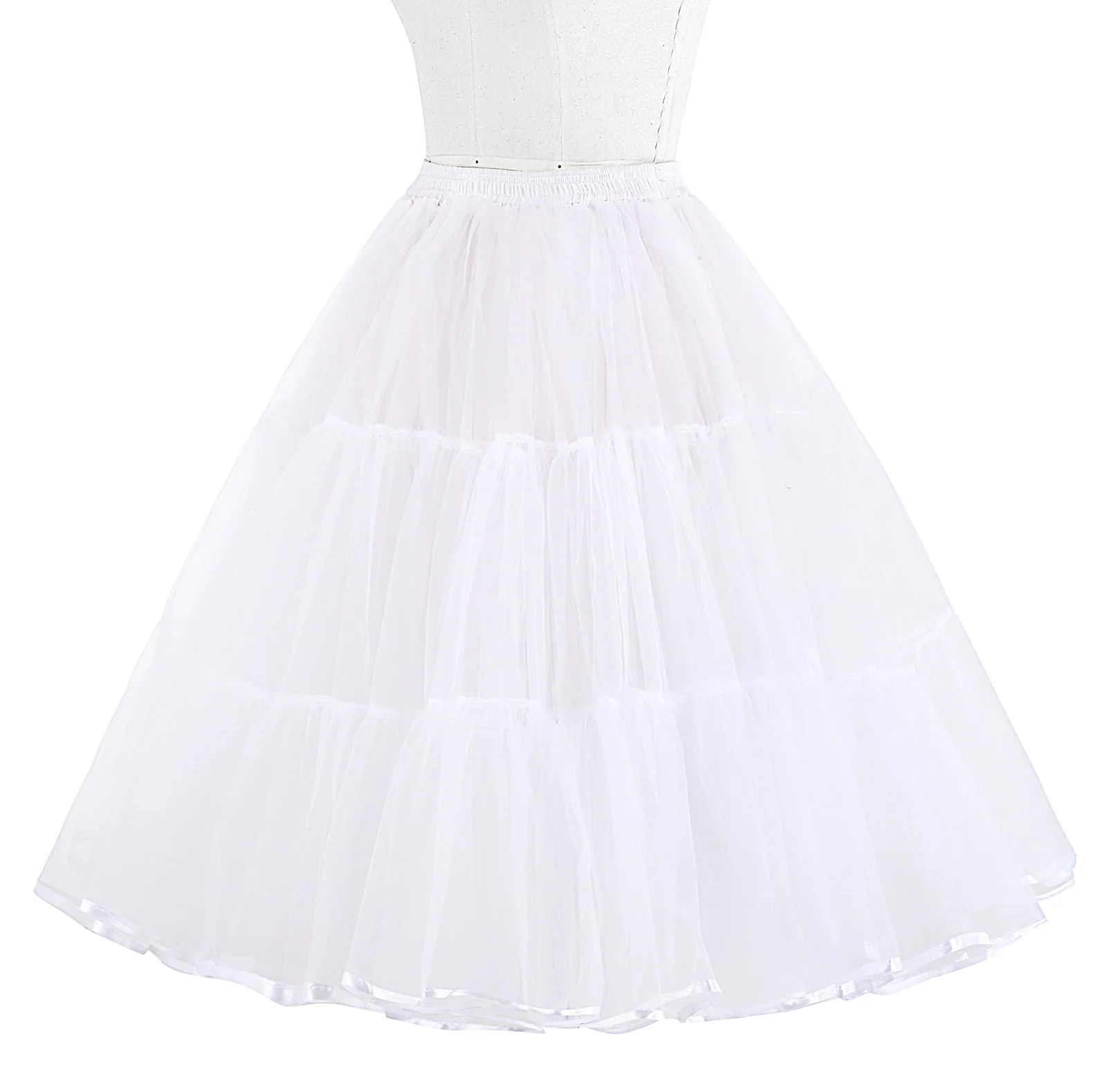 GK-Factory Store Vintage Womens 50s Rockabilly Tutu Skirt Petticoat 3 Layers Multi Colored