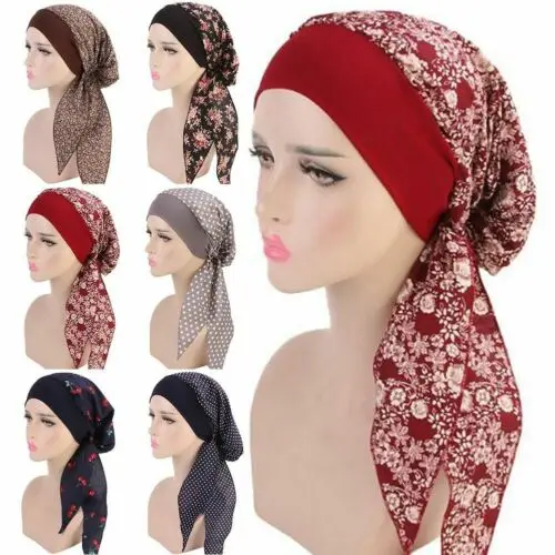 Для женщин леди девушки тюрбан платок химиотерапия шляпа хиджаб шапочка-Бандана головной убор для больных раком обертывания