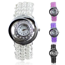 New Hot Sales font b Lady b font Rhinestone Faux Pearl font b Watches b font