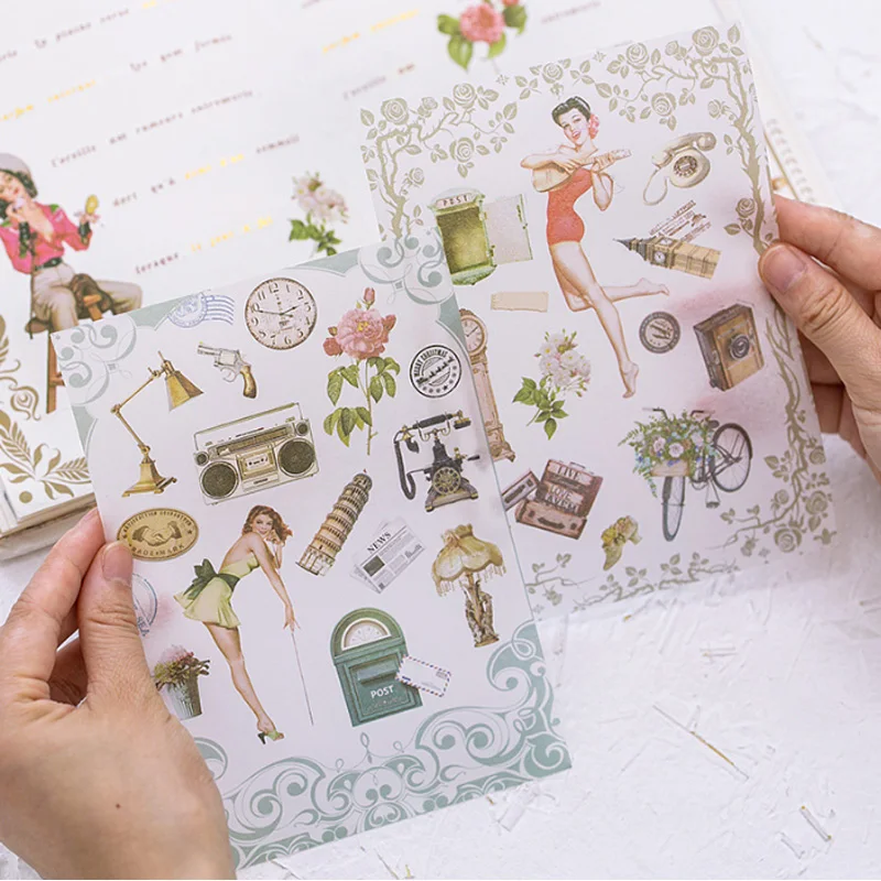 

5Pcs/lot cute Retro girl Decoration DIY Washi Stickers Scrapbooking Sticke Album seal Sticker Kawaii Stationery