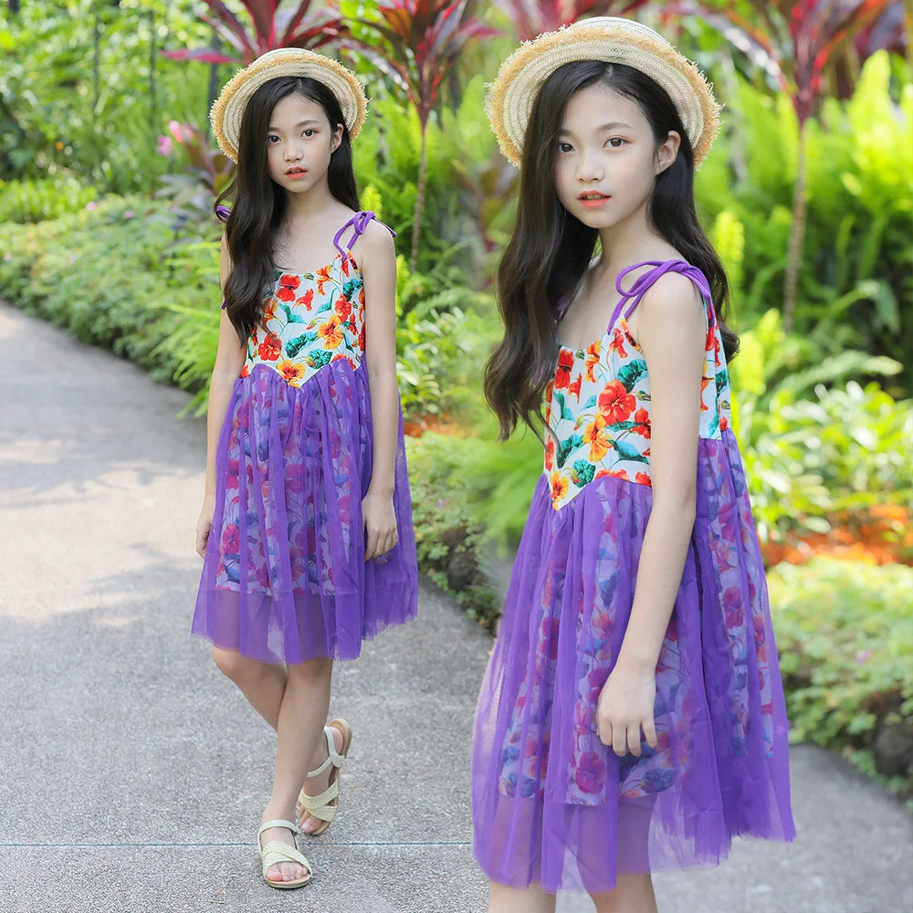 Cute Kids Tulle Tutu Floral Patchwork Sundress Holiday Summer Lovely Girls Ruffles Ins Hot Dresses | Детская одежда и обувь
