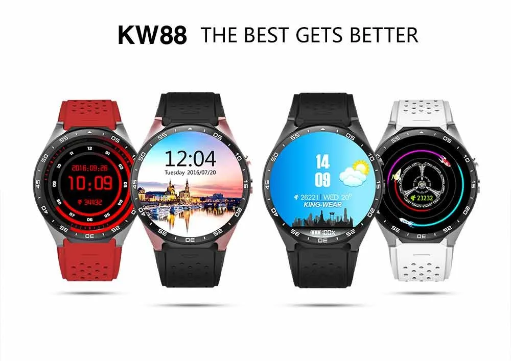 

KW88 Android 5.1 OS Smart Watch Electronics Android 1.39 inch MTK6580 SmartWatch phone support 3G wifi nano SIM WCDMA