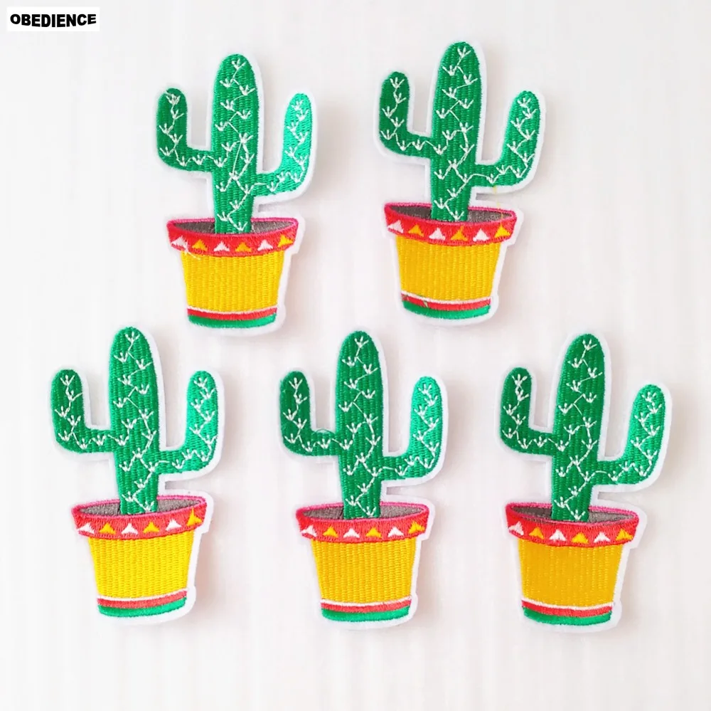 

OBEDIENCE Get 10PCs Patches For Clothing Jeans Iron On Appliques Embroidered Fabric Patch DIY Cactus Sewing Accessories