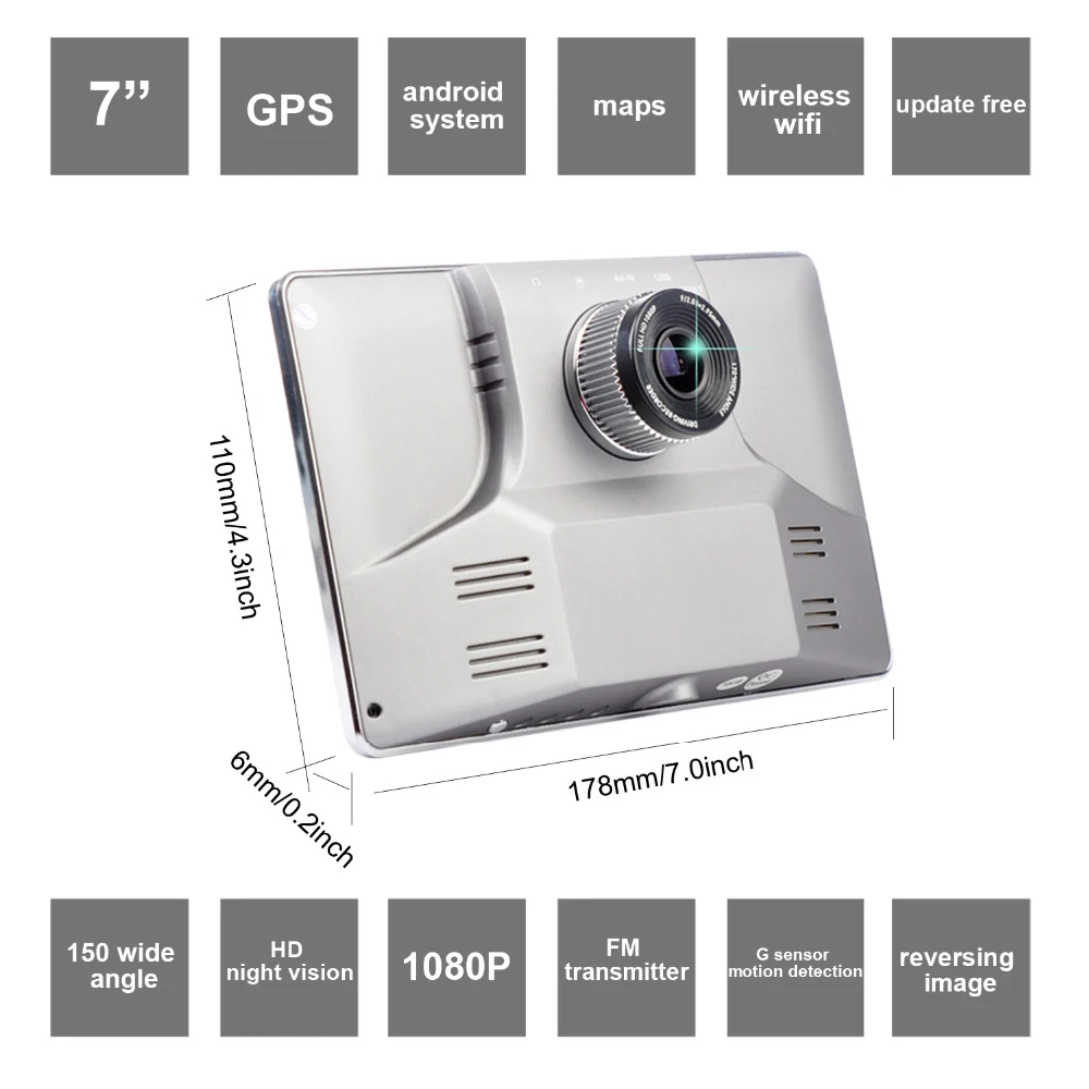 AZGIANT 7 &quotBlutooth WiFi Автомобильный навигатор для грузовиков gps DVR SAT планшет сенсорный