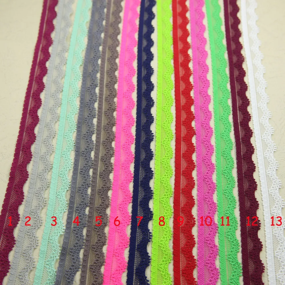 

20 yard/lot 13mm Elastic Stretch Lace trim clothes/garment/headband/sewing accessories No 1-13